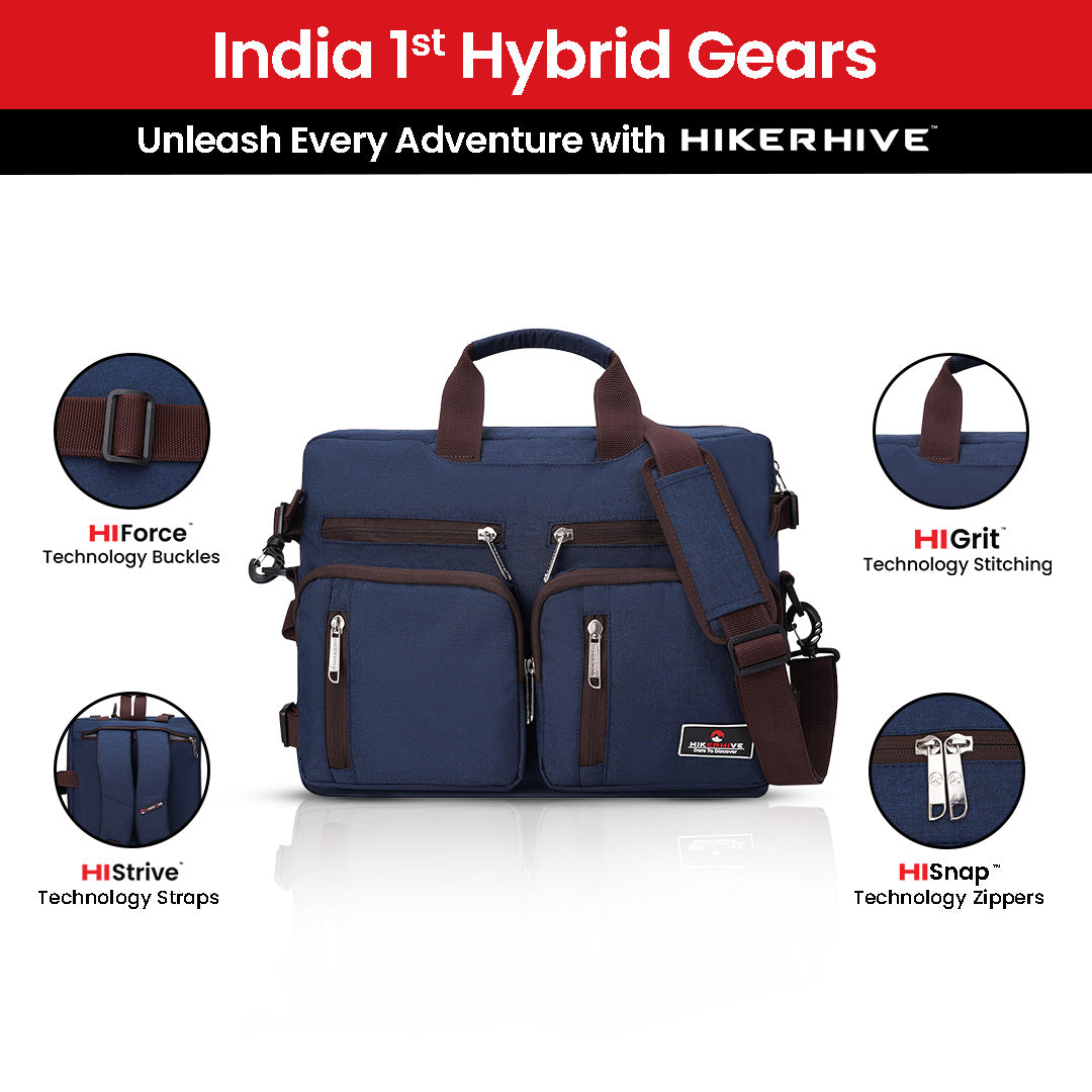 HIKERHIVE TRU-Hybrid 3-in-1 Convertible Laptop Messenger Bag