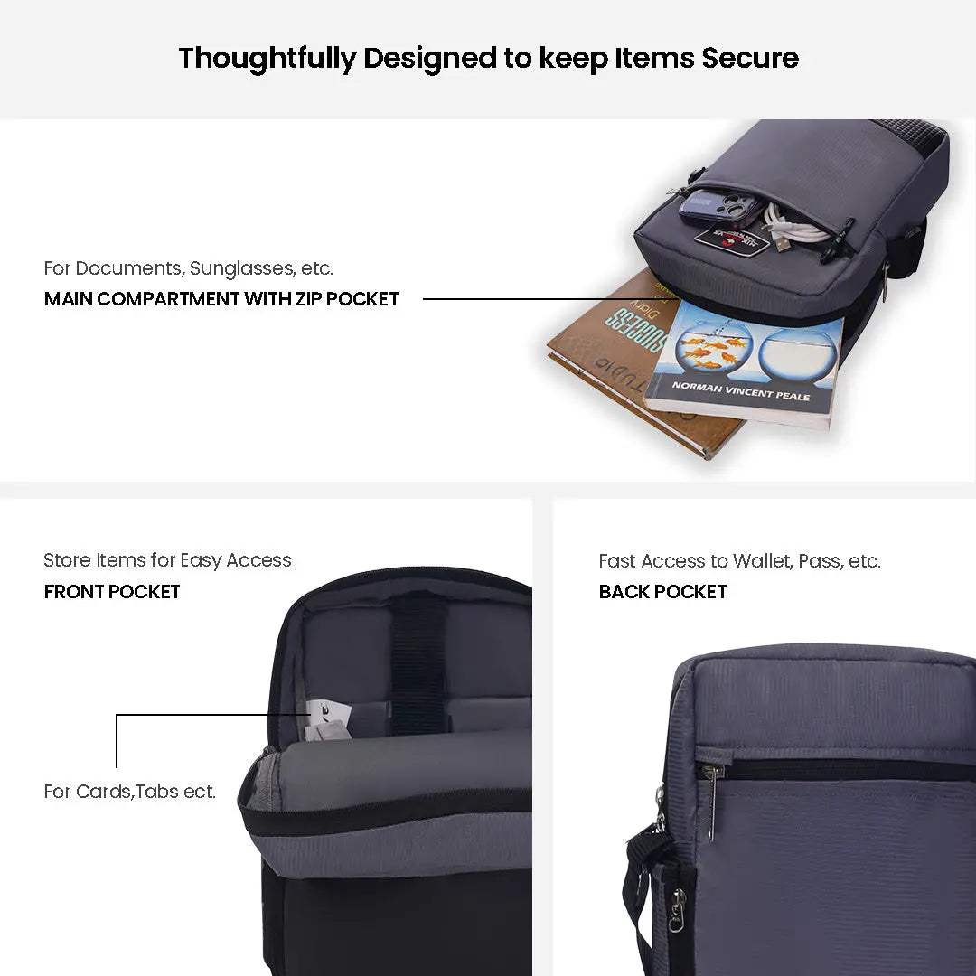 HIKERHIVE 11.5" Unisex Sling Bag,Crossbody Messenger Bag