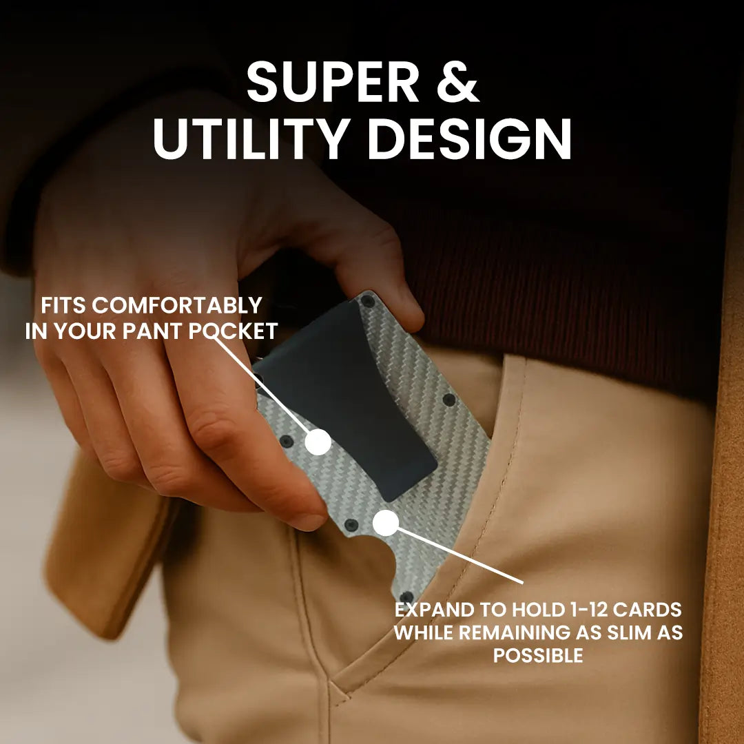 Hive Wallet with Cash Clip (Silver Carbon Fiber) HikerHive